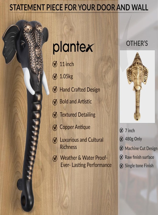 Plantex Heavy Duty Door Handle/11-inches Ganesha Main Door Handle/Door Pull Push Handle/Door & Home Decor - Pack of 1 (Copper Antique Finish) - 3 Years Warranty - Image 5
