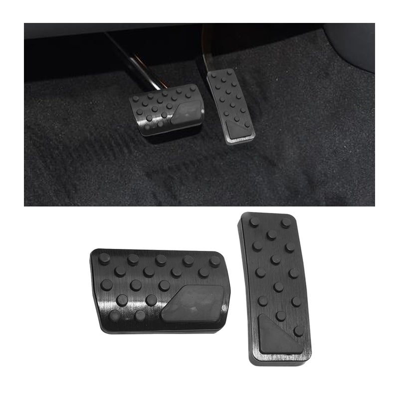 HZEL Car Pedal Cover 2PCS Aluminum Alloy Vehicle Accelerator Gas Brake Pedal Pads Non Slip No Drilling Auto Interior Foot Pedal Kit Compatible with 20112025 Grand Cherokee DurangoBlack - Image 3