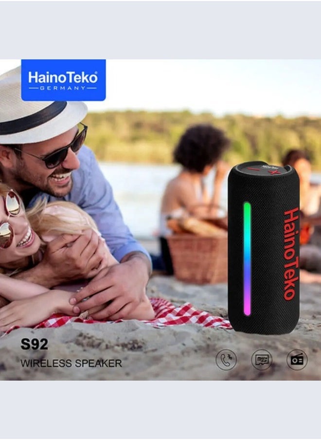 Haino Teko Haino Teko Germany S92 Portable Wireless Speaker With High Bass Sound Quality Multi Functional Button Cotrol and LED Light(Red) - Image 2