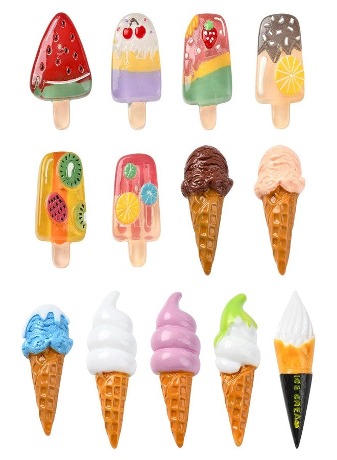 Airssory 13Pcs 13 Styles Resin Ice Cream Brooch Ice Cream Cone Pins with Brass Lapel Pin Backs for Hat Bag Clothes Dress Decoration - Image 1