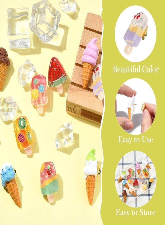 Airssory 13Pcs 13 Styles Resin Ice Cream Brooch Ice Cream Cone Pins with Brass Lapel Pin Backs for Hat Bag Clothes Dress Decoration - Image 3