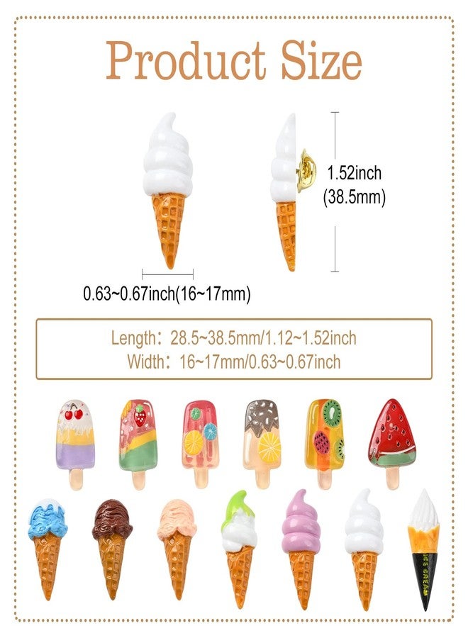 Airssory 13Pcs 13 Styles Resin Ice Cream Brooch Ice Cream Cone Pins with Brass Lapel Pin Backs for Hat Bag Clothes Dress Decoration - Image 2