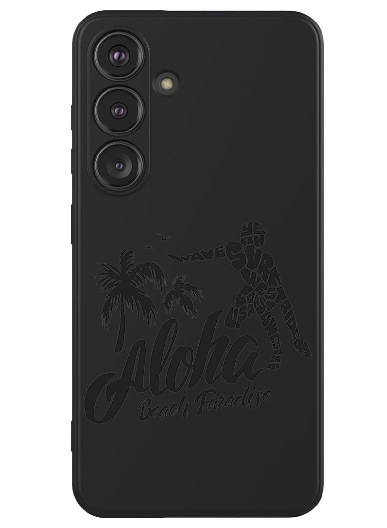 Theodor Protective Slim Fit Case Liquid Silicone Cover with Full Body Protection Anti-Scratch Shockproof Case For Samsung Galaxy S24 Plus (Black) - Aloha Beach Paradise Black - Image 1