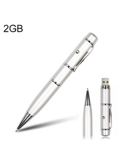 BURAQ 3 in 1 Laser Pen Style USB Flash Disk, Silver (2GB)(Silver)  - Image 1