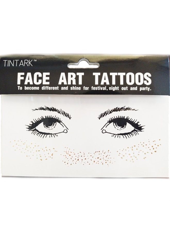 LINGPAR 3Sheets Face Tattoo Sticker Metallic Shiny Temporary Water Transfer Tattoo for Professional Make Up Dancer Costume Parties, Shows Gold Glitter (3 Sheets-001) - Image 2