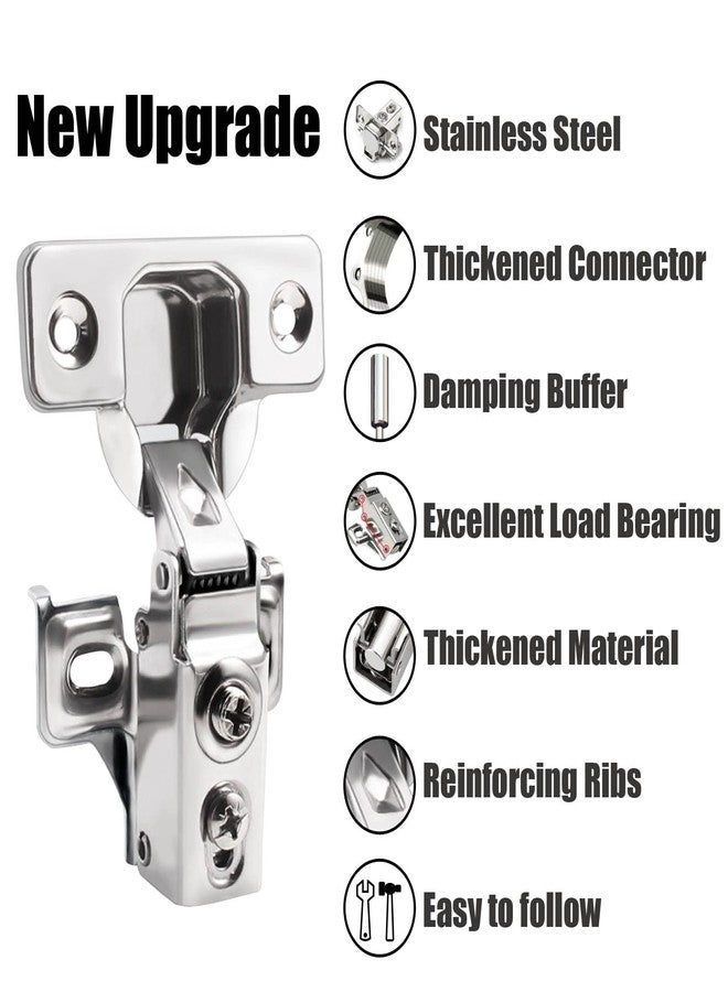 Besteel 24 Pack 1/2 inch Overlay Soft Close Cabinet Door Hinges for Kitchen Cabinet Hinges Hidden Hinge Stainless Steel Concealed Kitchen Cabinet Hinge Self Closing Screw Holes Distance of Cup is 45 mm - Image 5