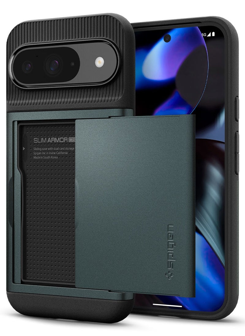 Spigen Slim Armor CS Google Pixel 9 Case / Pixel 9 PRO Case Cover Wallet with Card Slot - Abyss Green  - Image 1