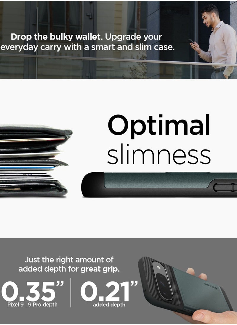 Spigen Slim Armor CS Google Pixel 9 Case / Pixel 9 PRO Case Cover Wallet with Card Slot - Abyss Green  - Image 5