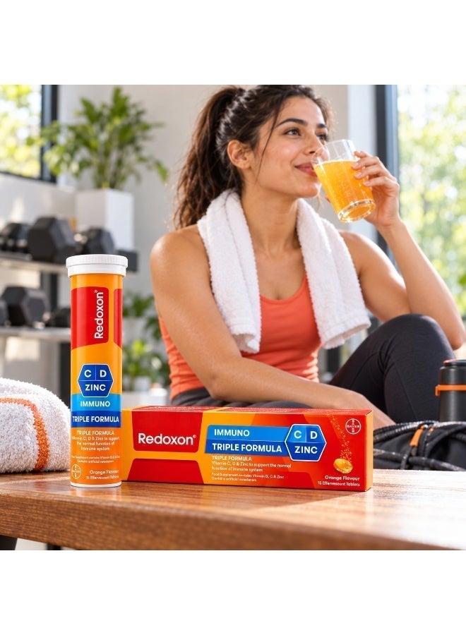 Redoxon Immuno Triple Formula Vitamin C 1000mg with Vitamin D & Zinc Effervescent Tablets | Daily Immune System Support Supplement | Orange Flavor | 15 Tablets - Image 5