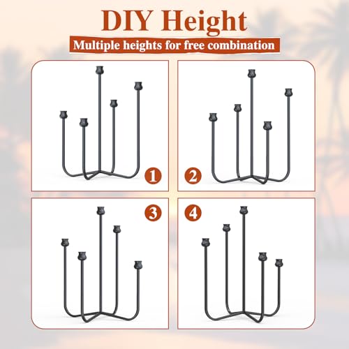 SSNEWOG 16-inch Iron Candlestick Holders, Black 5-Arm Taper Candle Holder, Vintage Modern Decorative Candle Stick Holders for Weddings, Parties, Thanksgiving & Halloween - Image 3