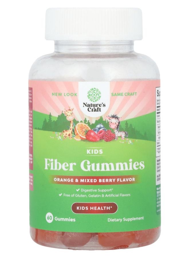 Nature's Craft Kids Fiber Gummies Orange & Mixed Berry  60 Gummies 