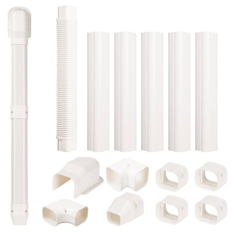BEWAVE 3" 10 Ft Mini Split Line Set Cover Kit, Decorative PVC Tubing Cover Kit for Mini Split Air Conditioners and Heat Pumps - Image 1