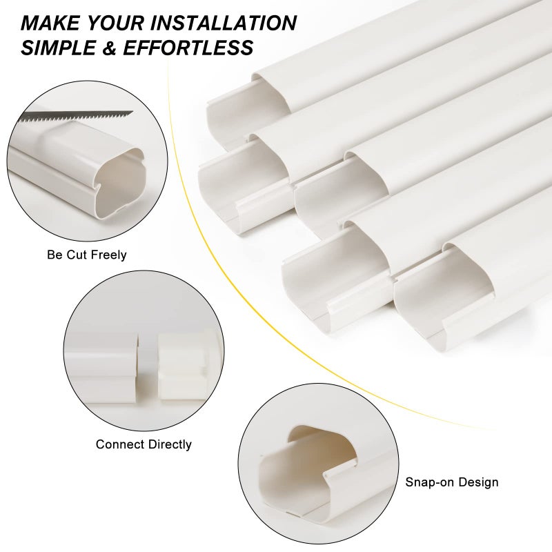 BEWAVE 3" 10 Ft Mini Split Line Set Cover Kit, Decorative PVC Tubing Cover Kit for Mini Split Air Conditioners and Heat Pumps - Image 4