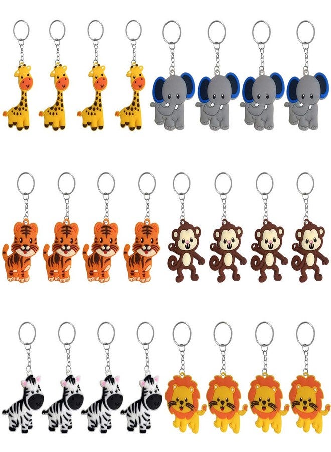 iMagitek 24 Pack Jungle Safari Animal Keychains, Kids Party Bag Fillers, School Carnival Rewards, Jungle Safari Baby Shower Party Favors - Image 1