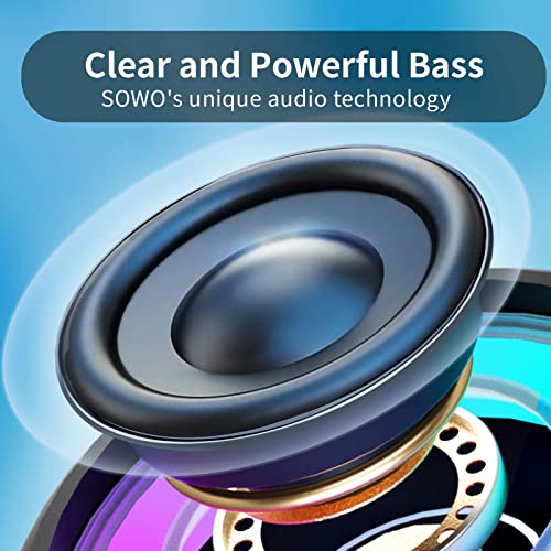 SOWO Shower Speaker Bluetooth Waterproof | Small Portable Wireless Bluetooth Speaker with Clip | Powerful Bass and Louder Volume | Colorful Lights and Lightweight | for Bathroom,Travel,Beach | Black - Image 2