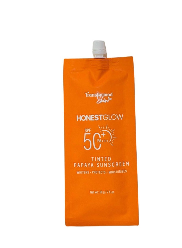 Transformed Skin Honest Glow Tinted Papaya Sunscreen SPF 50 PA+++, 50g - Image 1