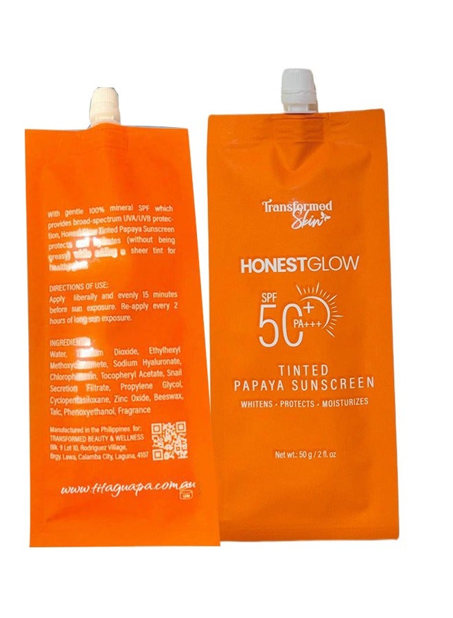 Transformed Skin Honest Glow Tinted Papaya Sunscreen SPF 50 PA+++, 50g - Image 3