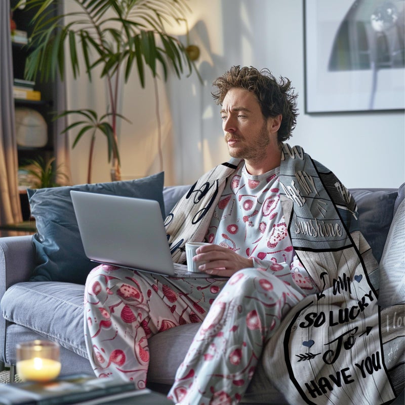 Nahjiiem Gifts for Him Husband Boyfriend Throw Blanket  I Love You for Husband Boyfriend Birthday Gifts Ideas  Valentines Wedding for Him  to My Man Soft Blanket 60""x 50"" - Image 4