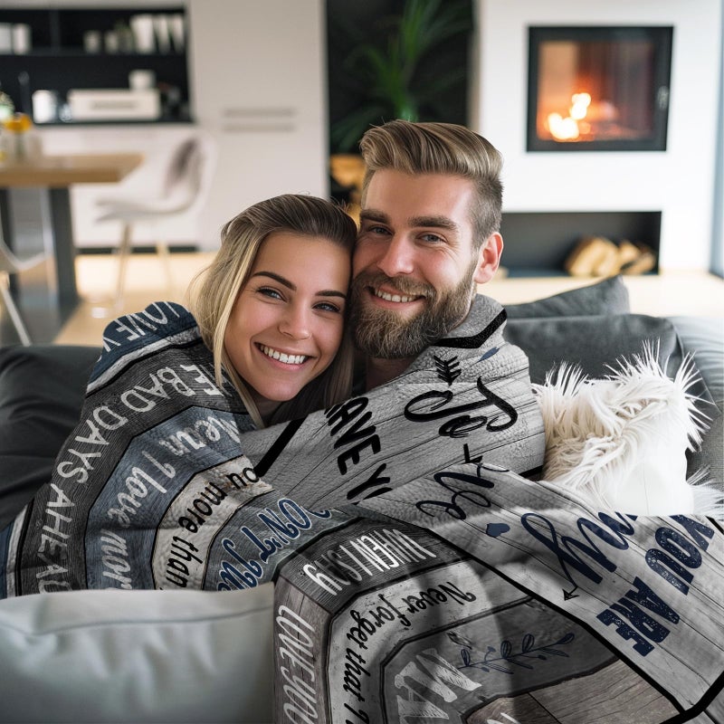 Nahjiiem Gifts for Him Husband Boyfriend Throw Blanket  I Love You for Husband Boyfriend Birthday Gifts Ideas  Valentines Wedding for Him  to My Man Soft Blanket 60""x 50"" - Image 5
