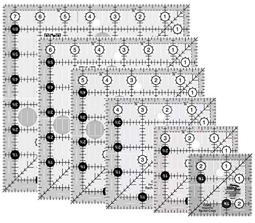Creative Grids - 6 Square Quilt Rulers - 2.5", 3.5", 4.5", 5.5", 6.5", 7.5" - Image 1