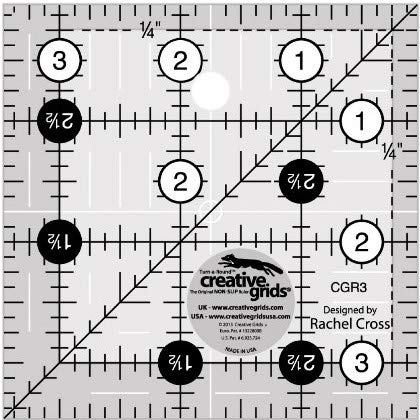 Creative Grids - 6 Square Quilt Rulers - 2.5", 3.5", 4.5", 5.5", 6.5", 7.5" - Image 3
