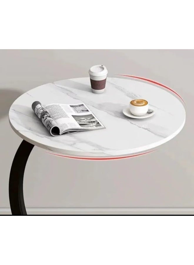 طاولة جانبية بزاوية، طاولة قهوة للأريكة، طاولة ليلية، طاولة وجبات خفيفة جانبية للأريكة، طاولة نهاية سرير، طاولة مصباح لغرفة المعيشة وغرفة النوم (بيضاء بالكامل) - Image 5