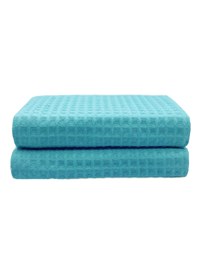 منشفة حمام على الطراز الياباني (70 * 140 سم) ، امتصاص مياه عالية ، تجفيف سريع ، ناعم ، منشفة حمام ذات جودة فندقية ومنتجع صحي (أزرق أخضر ، منشفة حمام 2 قطعة) - Image 1