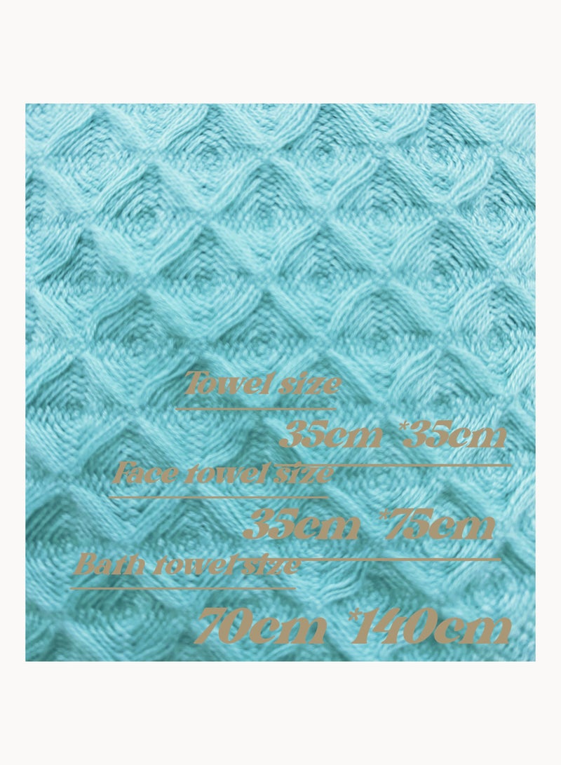منشفة حمام على الطراز الياباني (70 * 140 سم) ، امتصاص مياه عالية ، تجفيف سريع ، ناعم ، منشفة حمام ذات جودة فندقية ومنتجع صحي (أزرق أخضر ، منشفة حمام 2 قطعة) - Image 2