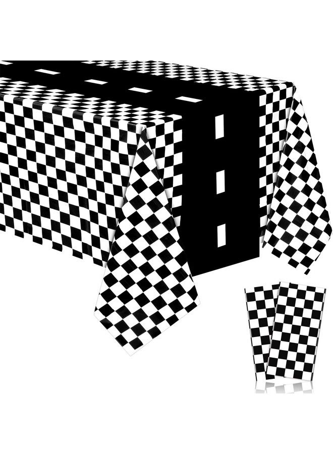 Irenare زينة عيد الميلاد للسيارات، لوازم حفلات السباق، مفرش طاولة على شكل طريق، مفرش طاولة على شكل مضمار السباق، مفارش طاولة على شكل مضمار السباق للأطفال، حفلة عيد ميلاد بموضوع سيارة سباق، 54 × 108 بوصة (نمط كلاسيكي، ورقتان) - Image 2