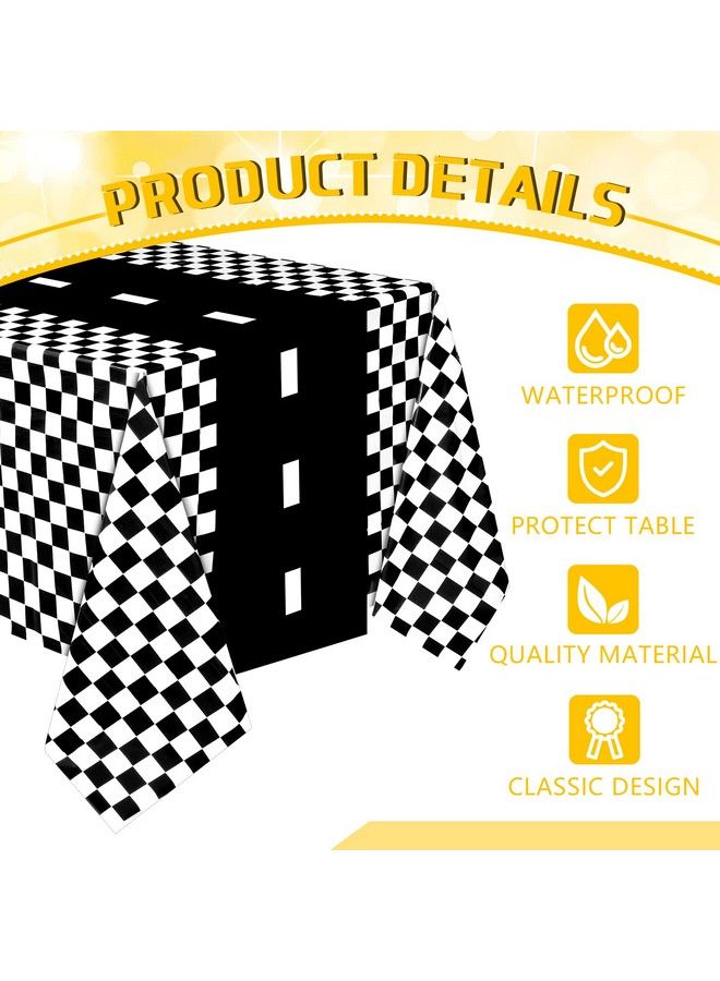 Irenare زينة عيد الميلاد للسيارات، لوازم حفلات السباق، مفرش طاولة على شكل طريق، مفرش طاولة على شكل مضمار السباق، مفارش طاولة على شكل مضمار السباق للأطفال، حفلة عيد ميلاد بموضوع سيارة سباق، 54 × 108 بوصة (نمط كلاسيكي، ورقتان) - Image 4