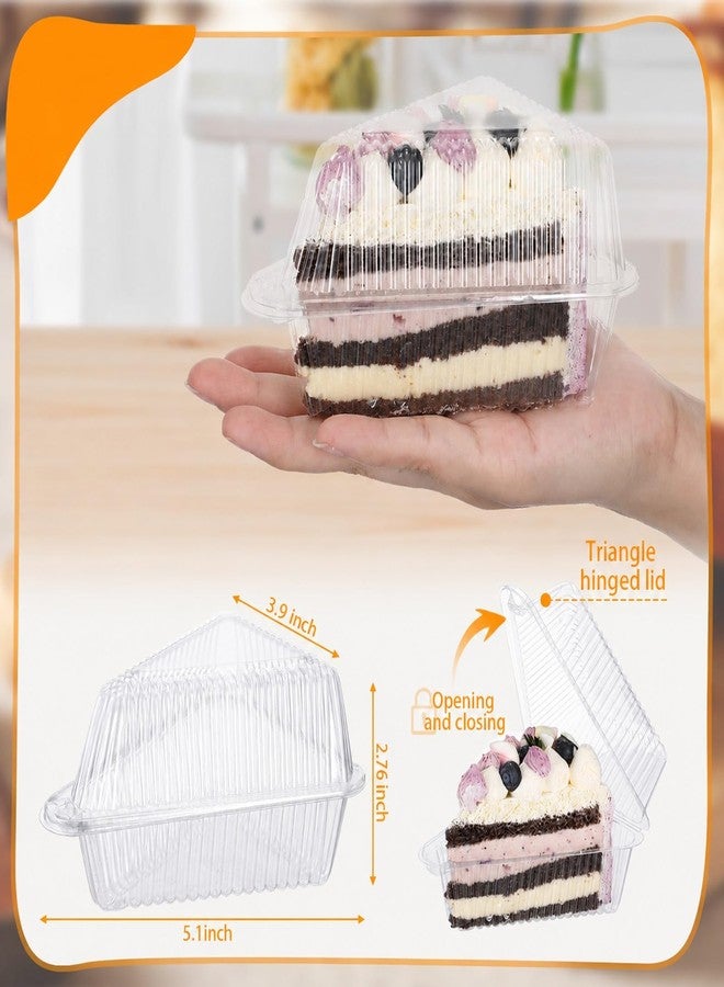 Yinkin 200 Pcs Clear Cake Slice Container with Lids Single 5'' Clear Medium Hinged Lid Pie Slice Container Disposable Box Food Containers for 7''- 9'' Diameter Pie Cheesecake Packaging Home Bakery - Image 2