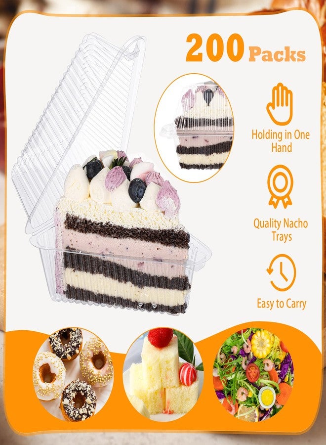 Yinkin 200 Pcs Clear Cake Slice Container with Lids Single 5'' Clear Medium Hinged Lid Pie Slice Container Disposable Box Food Containers for 7''- 9'' Diameter Pie Cheesecake Packaging Home Bakery - Image 3