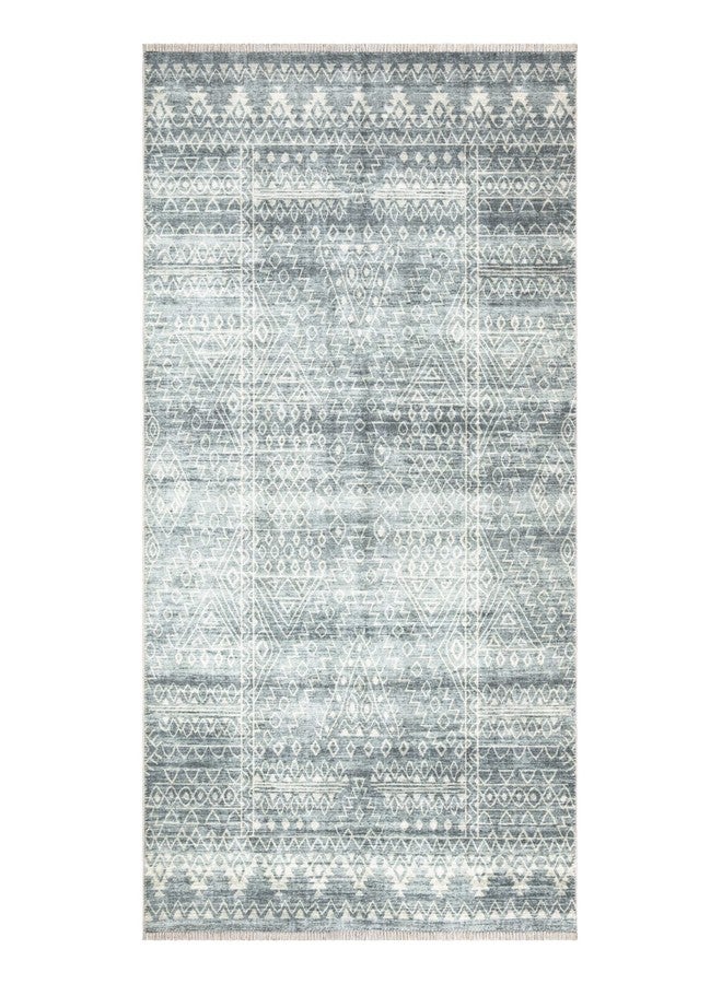 Bloom Rugs Caria Washable Non-Slip 4x6 Rug - Teal/Ivory Geometric Area Rug for Living Room, Bedroom, Dining Room, and Kitchen - Exact Size: 4' x 6' - Image 2