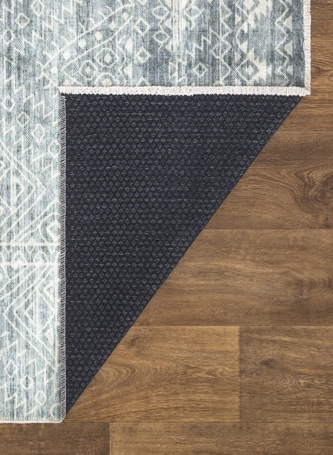 Bloom Rugs Caria Washable Non-Slip 4x6 Rug - Teal/Ivory Geometric Area Rug for Living Room, Bedroom, Dining Room, and Kitchen - Exact Size: 4' x 6' - Image 5