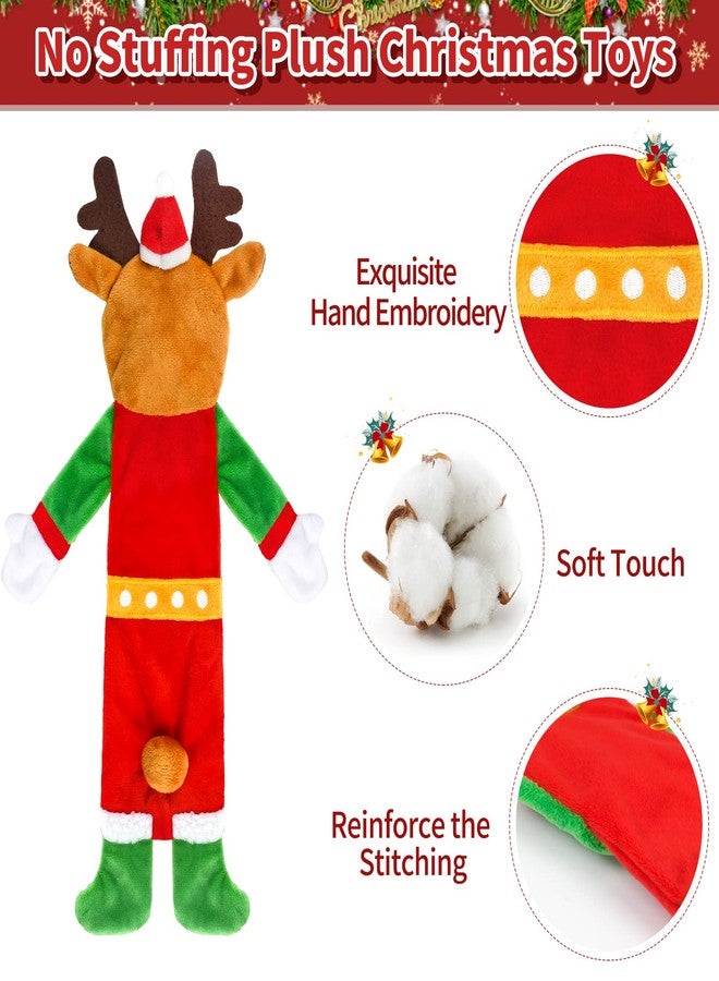 Yoochee 3 Pack Christmas Squeaky Dog Toys, Plush No Stuffing Toy for Dog Puppy, Durable Chew Bite Toys for Small Medium Large Dogs, Interactive Xmas Reindeer, Penguin, Bear for Aggressive Chewers - Image 4
