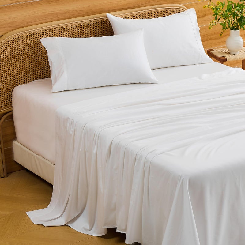 Bedlifes Deep Pocket Sheets 18-24 Inch, King Size Egyptian Cotton 1000 Thread Count, 4-Piece - Fits Extra Thick Mattresses, Cooling & Breathable (White) - Image 1