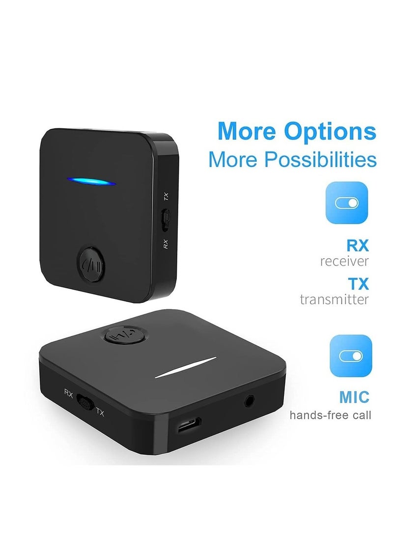 Bluetooth 5.2 Transmitter Receiver,2-in bluetooth Audio Adapter,Mini Portable 3.5mm Jack,Plug and Play Audio Receiver for PC/TV/Home/Car Stereo Sound System/Wired Speakers - Image 2