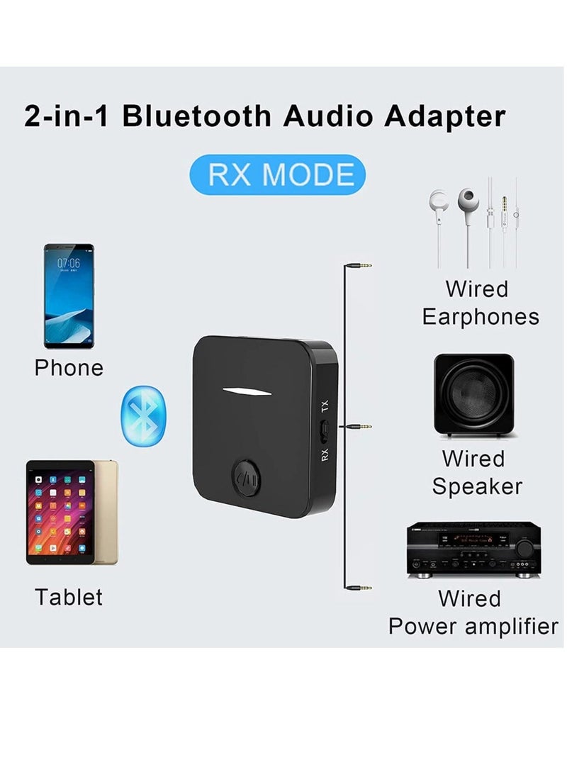 Bluetooth 5.2 Transmitter Receiver,2-in bluetooth Audio Adapter,Mini Portable 3.5mm Jack,Plug and Play Audio Receiver for PC/TV/Home/Car Stereo Sound System/Wired Speakers - Image 3