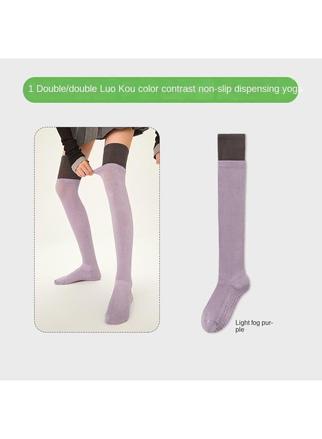 Bluejw Contrast Color Yoga Socks Children Non-slip Pressure Over-the-knee Stockings Pilates Sports Fitness Running Rope Skipping Calf Socks - Image 1