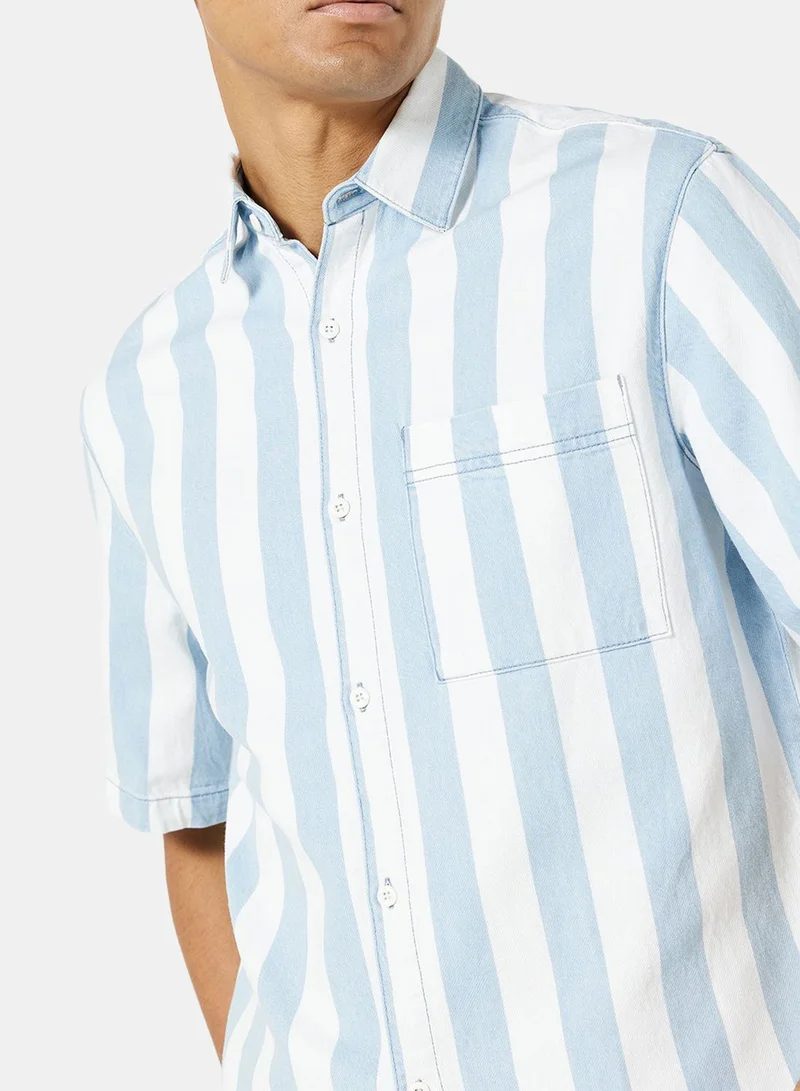 Mango Man Striped Regular Fit Shirt