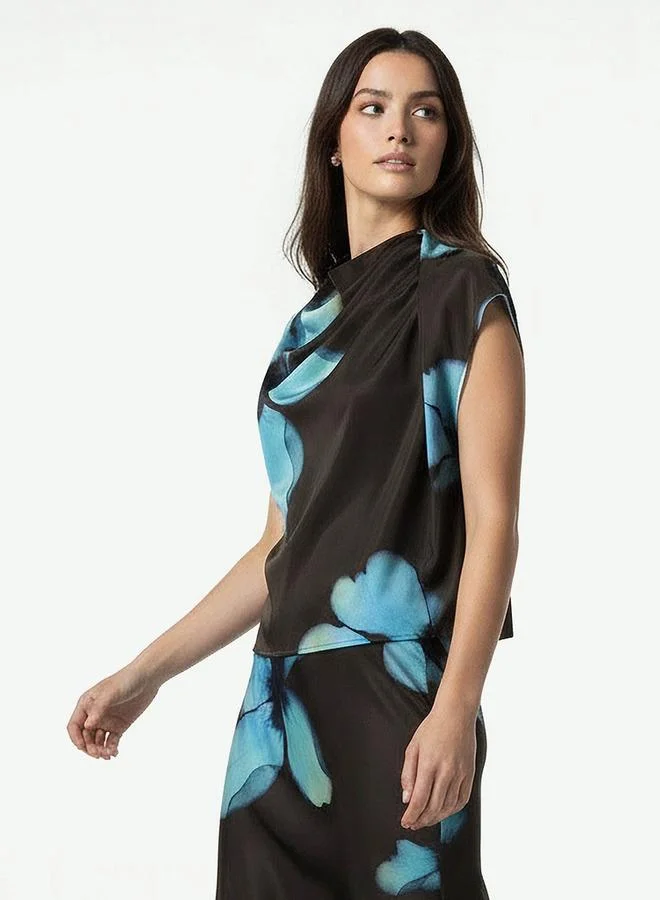 Iconic  Iconic Draped Top with Cowl Neck for Women | Best Price UAE
