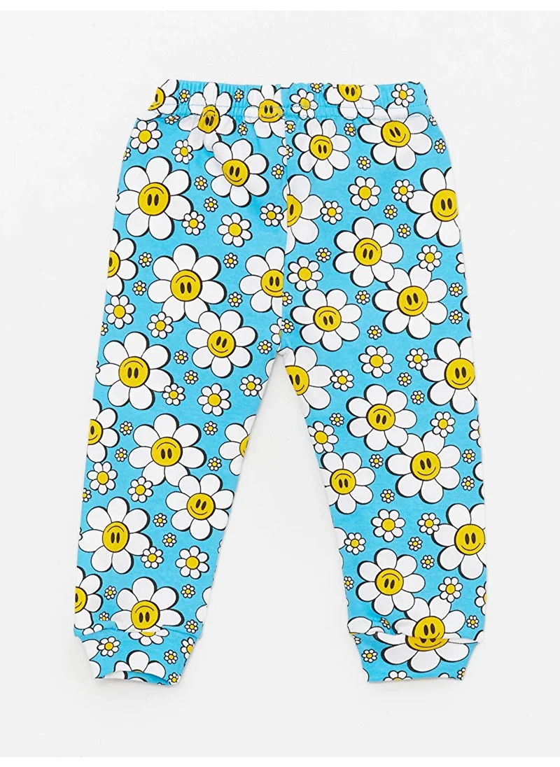 Luggi Baby Basic Floral Patterned 2-Pack Baby Girl Bottoms Without Booties 3 Months-3 Years
