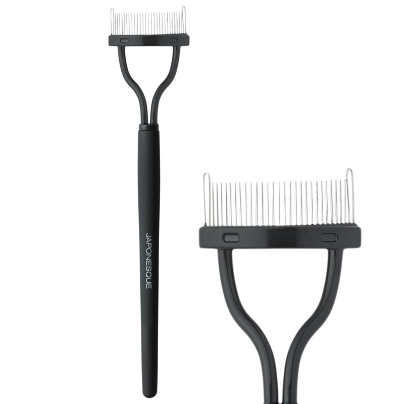 JAPONESQUE - Velvet Touch Lash Separator (0.43 x 5.79 x 1.18 inches) - Eyelash Comb Lash Separator Tool, Remove Mascara Clumps, Arc Lash Brush (Black) - Image 1