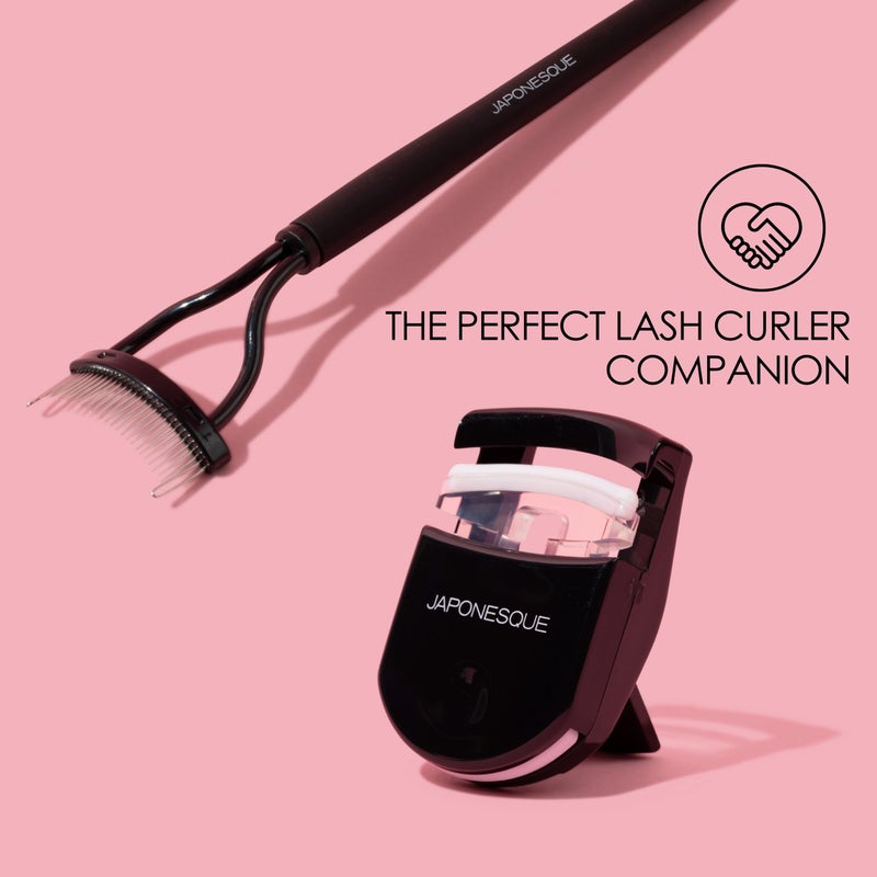 JAPONESQUE - Velvet Touch Lash Separator (0.43 x 5.79 x 1.18 inches) - Eyelash Comb Lash Separator Tool, Remove Mascara Clumps, Arc Lash Brush (Black) - Image 2