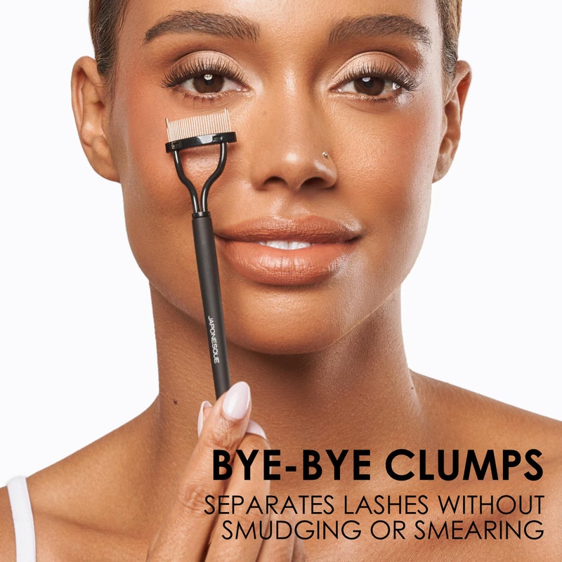 JAPONESQUE - Velvet Touch Lash Separator (0.43 x 5.79 x 1.18 inches) - Eyelash Comb Lash Separator Tool, Remove Mascara Clumps, Arc Lash Brush (Black) - Image 3