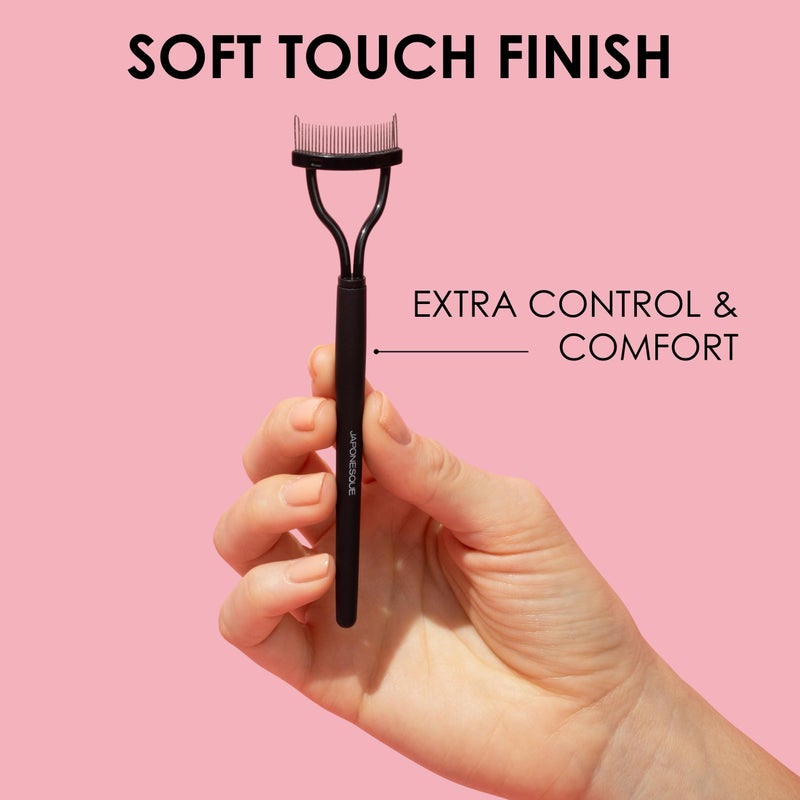 JAPONESQUE - Velvet Touch Lash Separator (0.43 x 5.79 x 1.18 inches) - Eyelash Comb Lash Separator Tool, Remove Mascara Clumps, Arc Lash Brush (Black) - Image 4