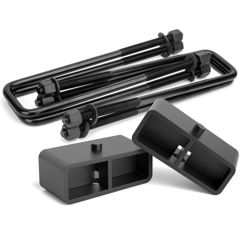 كتلة رفع KSP 2 لشيڤروليه سيلفرادو GMC سييرا 1500HD 2500HD 3500HD 20002010 مجموعة رفع خلفية 2 بوصة مع مسامير U مربعة لشيڤروليه أفالانش 2500 20002010 سوبربان يوك XL 2500 8 لوج