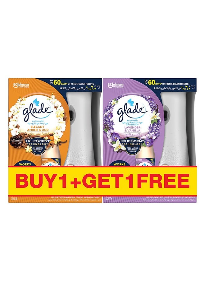 Glade Auto Electric Amber Oud  Plus Lavender Vanilla Scented Air Freshener Pack of 2  - Image 1