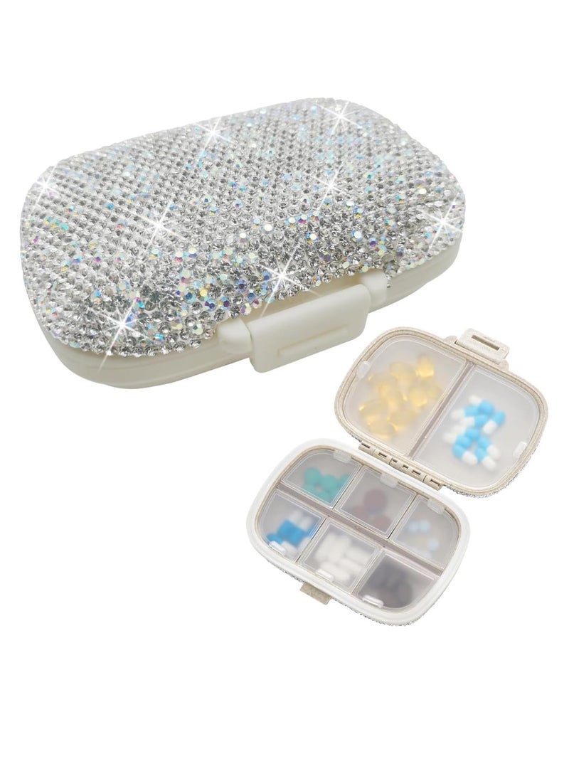 Excefore Daily Pill Organizer, 8 Compartments Portable Pill Case Travel Pill Organizer, Pill Box for Purse Pocket to Hold Vitamins, Cod Liver Oil, Supplements and Medication - Image 1