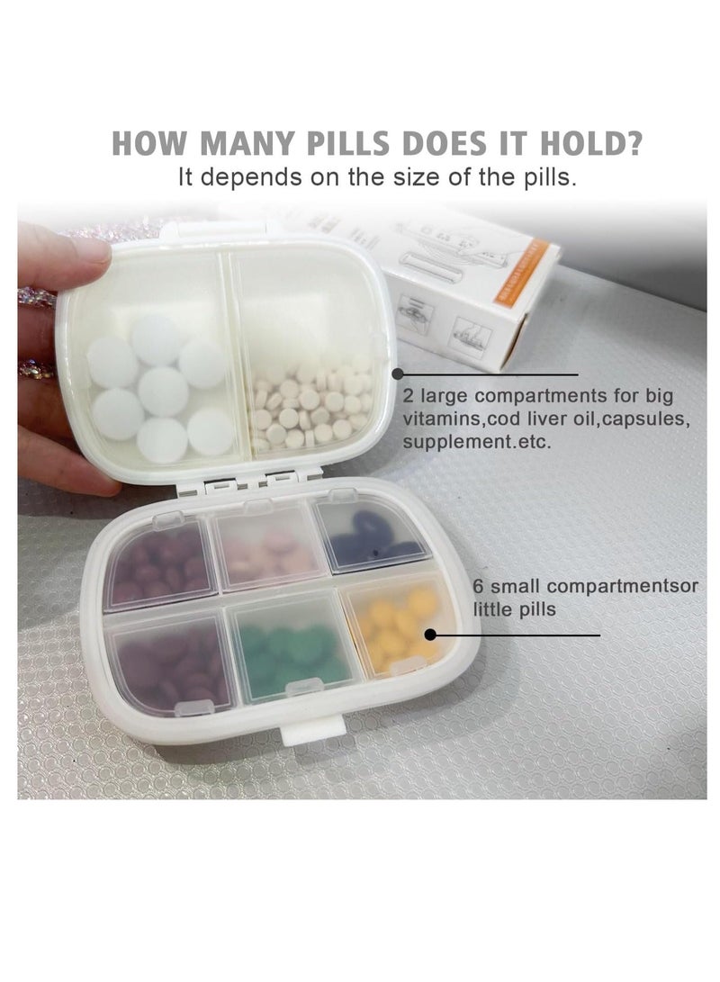 Excefore Daily Pill Organizer, 8 Compartments Portable Pill Case Travel Pill Organizer, Pill Box for Purse Pocket to Hold Vitamins, Cod Liver Oil, Supplements and Medication - Image 5